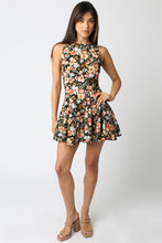 Load image into Gallery viewer, Black Denim Multi Floral Slvls Dress