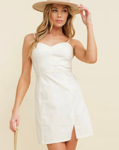 Load image into Gallery viewer, White Denim Sweetheart A-Line Slit Dress