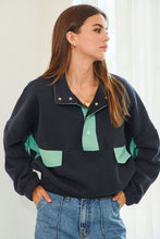 Load image into Gallery viewer, Navy/Mint Soft Relaxed Sweatshirt