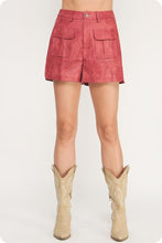Load image into Gallery viewer, Garnet Rose Side Slit Leather Shorts