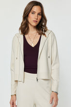 Load image into Gallery viewer, Ivory LS Zip Up Cropped Sweater Hoodie