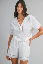 Load image into Gallery viewer, Off White Embroidery SS Top + Shorts Set