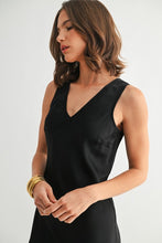 Load image into Gallery viewer, Black Satin V-Neck Maxi Dress