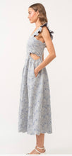 Load image into Gallery viewer, Denim Embroidered Blue Minos Midi Dress