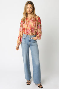 Amber Floral LS Button Down Top