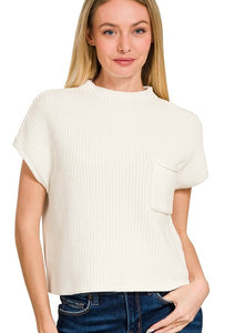 White SS Cropped Sweater