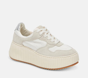 Daisha White/Silver Nylon Sneaker