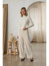 Load image into Gallery viewer, Cream Suede Wide Leg Pant