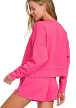 Load image into Gallery viewer, Scuba LS Sweatshirt &amp; Shorts Set Hot Pink