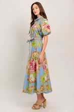 Load image into Gallery viewer, Lt. Blue Multi Print Midi Dress