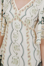 Load image into Gallery viewer, Apricot Printed SS V-Neck Long Dress