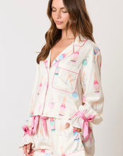 Load image into Gallery viewer, Champagne Glass/Ring Printed PJ Set w/ Ribbon Detail