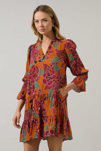 Load image into Gallery viewer, Rust/Brown Floral Shift Mini Dress