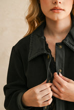 Load image into Gallery viewer, Black Suede/Leather Contrast Button Jacket