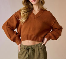 Load image into Gallery viewer, Cafe V-Neck Solid Sweater