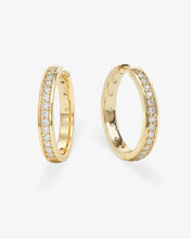 Load image into Gallery viewer, Melinda Maria Ashley Infinity Reversible Hoops 1” Gold/White