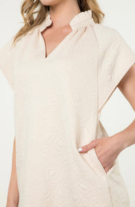 Cream SS Textured Dress