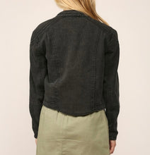 Load image into Gallery viewer, Washed Black Denim Biker Jacket