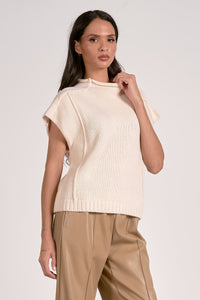 Off White Crew Neck Cap Slv Sweater Top
