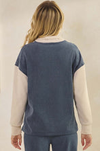 Load image into Gallery viewer, Denim/Ivory Corduroy Two Tone Half Zip Top w/ Pants