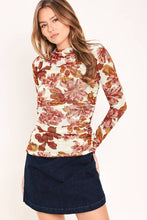 Load image into Gallery viewer, Ivory/Mauve Floral LS Mesh Top