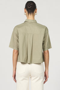 DJD Olive Edsel Button Up SS Top