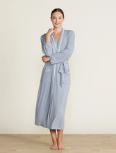 Load image into Gallery viewer, Barefoot Dreams MC Soft Jersey Piped Robe-Moonbeam/White