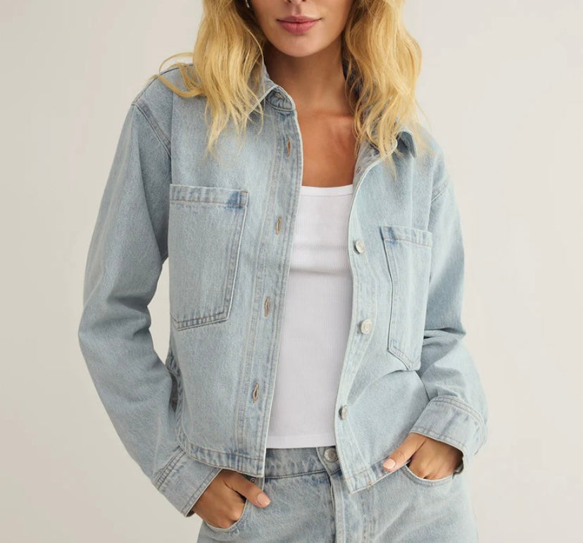 Z Supply Light Denim Cropped Jacket