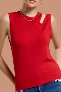 Red Shoulder Keyhole Tank