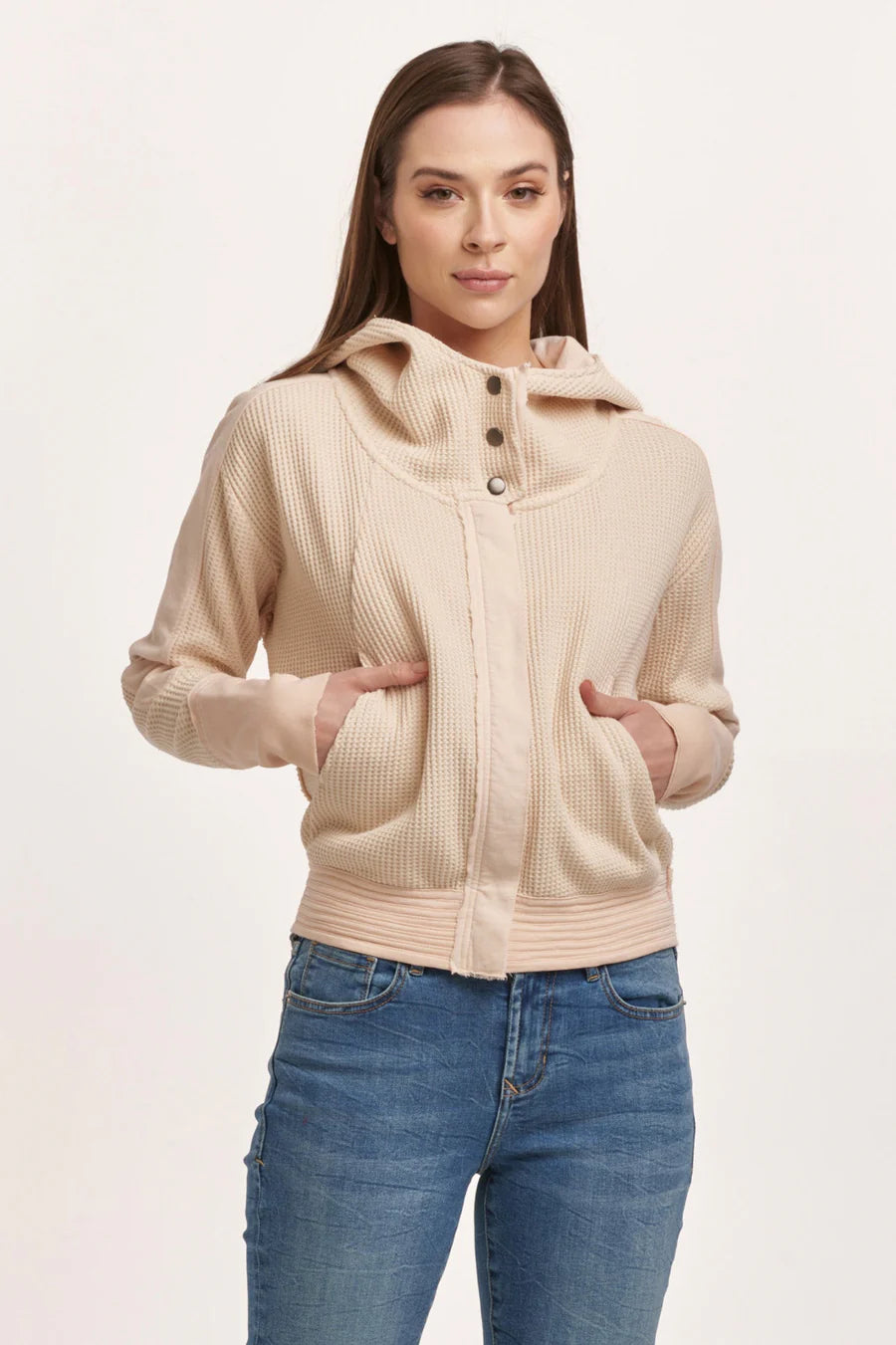 DJD Cream Carly Zip Up LS Jacket