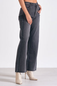 Black Washed Wide Leg High Waist Jean