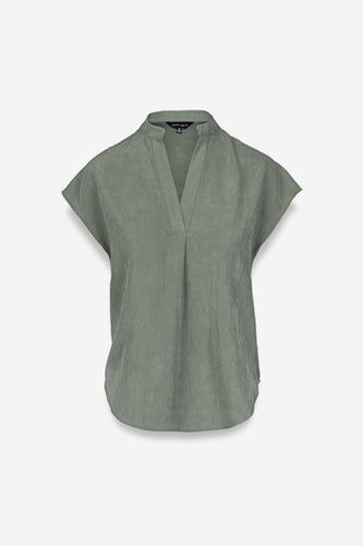 Light Olive Soft Matte SS V-Neck Top