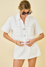 Load image into Gallery viewer, Off White Boxy Denim Button Down SS Top