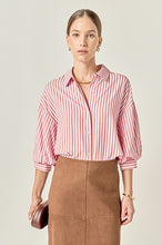 Load image into Gallery viewer, Pink/Tan Striped Balloon Slv Shirt