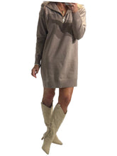 Load image into Gallery viewer, Taupe Zip Collar Sweater Dress
