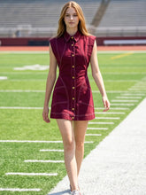 Load image into Gallery viewer, Maroon Contrast Stitch Utility Dress