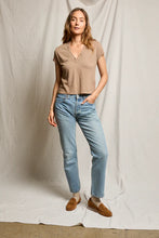 Load image into Gallery viewer, Perfect White Tee Mocha Recycled Cotton V-Neck Tee