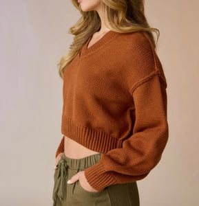 Cafe V-Neck Solid Sweater