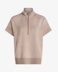 Varley Taupe Marl Ritchie Short Sleeve Sweat Top