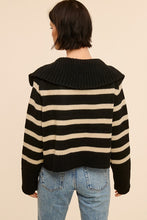 Load image into Gallery viewer, Black/Beige Collared Stripe Sweater