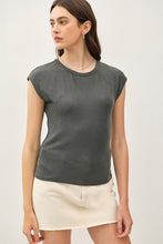 Load image into Gallery viewer, Charcoal Ribbed Cap Slv Tee