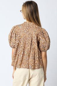 Leopard Print Puff Slv Top