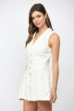Load image into Gallery viewer, Cream Contrast Stitch Detail Collared Romper