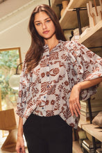 Load image into Gallery viewer, Blue/Maroon Printed Ruffled Blouse