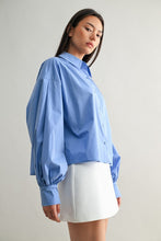 Load image into Gallery viewer, Blue Oversized LS Crop Shirt