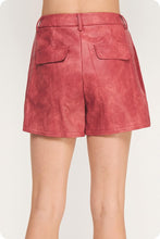 Load image into Gallery viewer, Garnet Rose Side Slit Leather Shorts