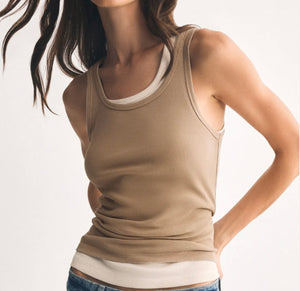 Z Supply Desert Tan Classic Ribbed Scoop Tank Top