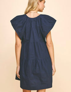 Deep Navy Slvls Tiered Dress