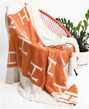 Load image into Gallery viewer, H Patterned Reversible Throw Blanket