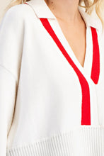 Load image into Gallery viewer, V-Neck Color Trim Sweater Ivory